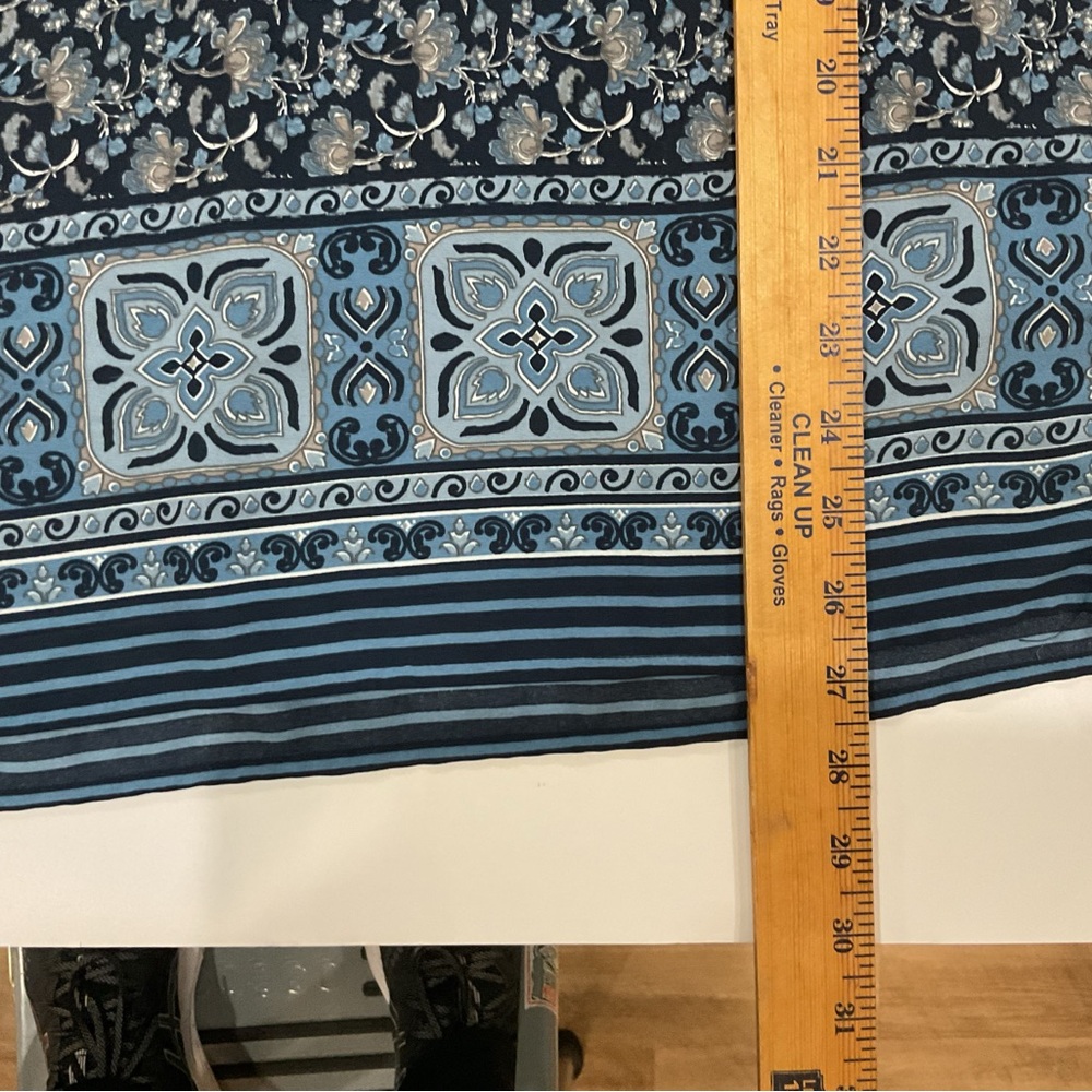 Blue Floral Border Print Women’s Blouse, Tunic - Picture 7 of 7